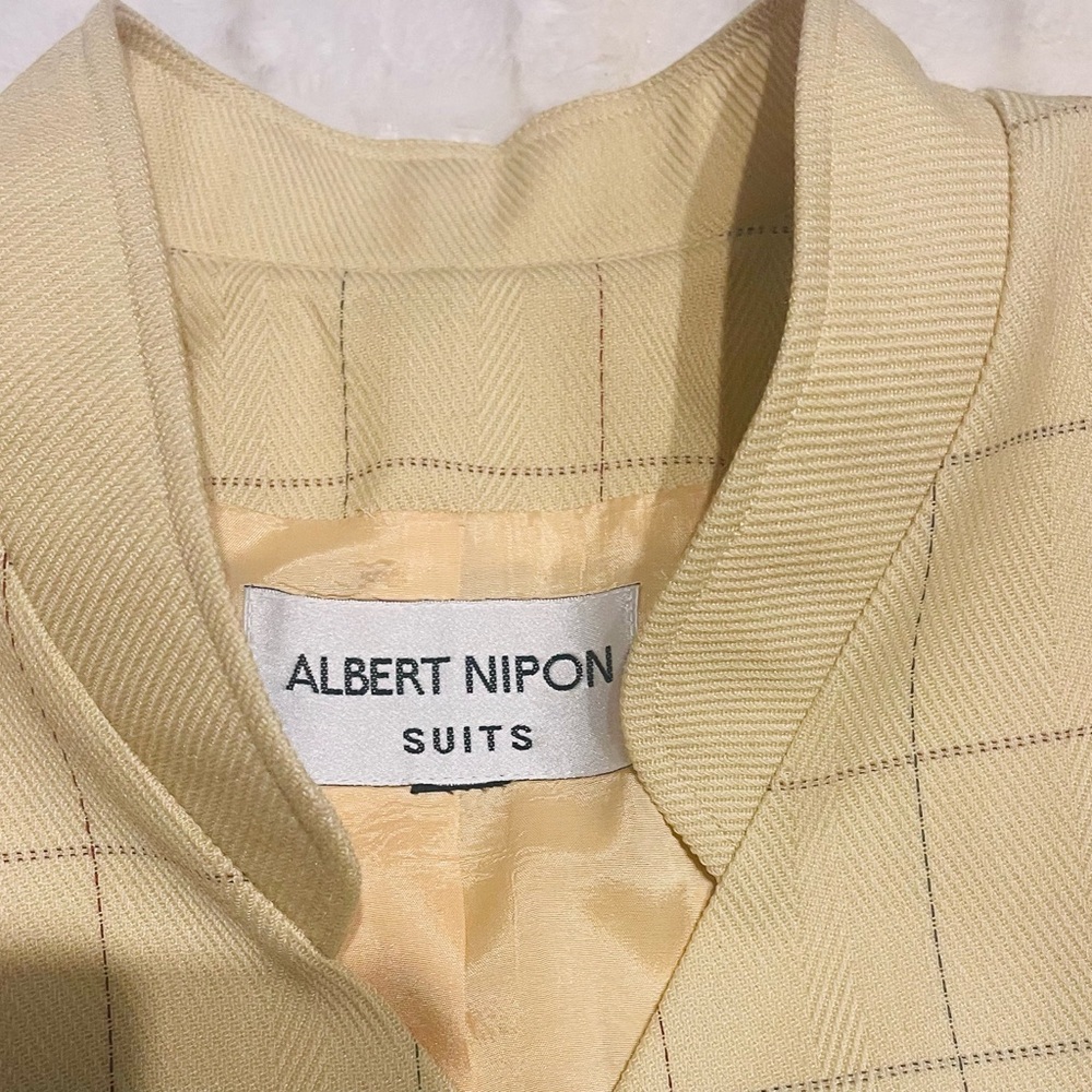 Albert Nipon  women’s  casual Pale Yellow Windowpane Blazer 40% wool - Picture 3 of 12